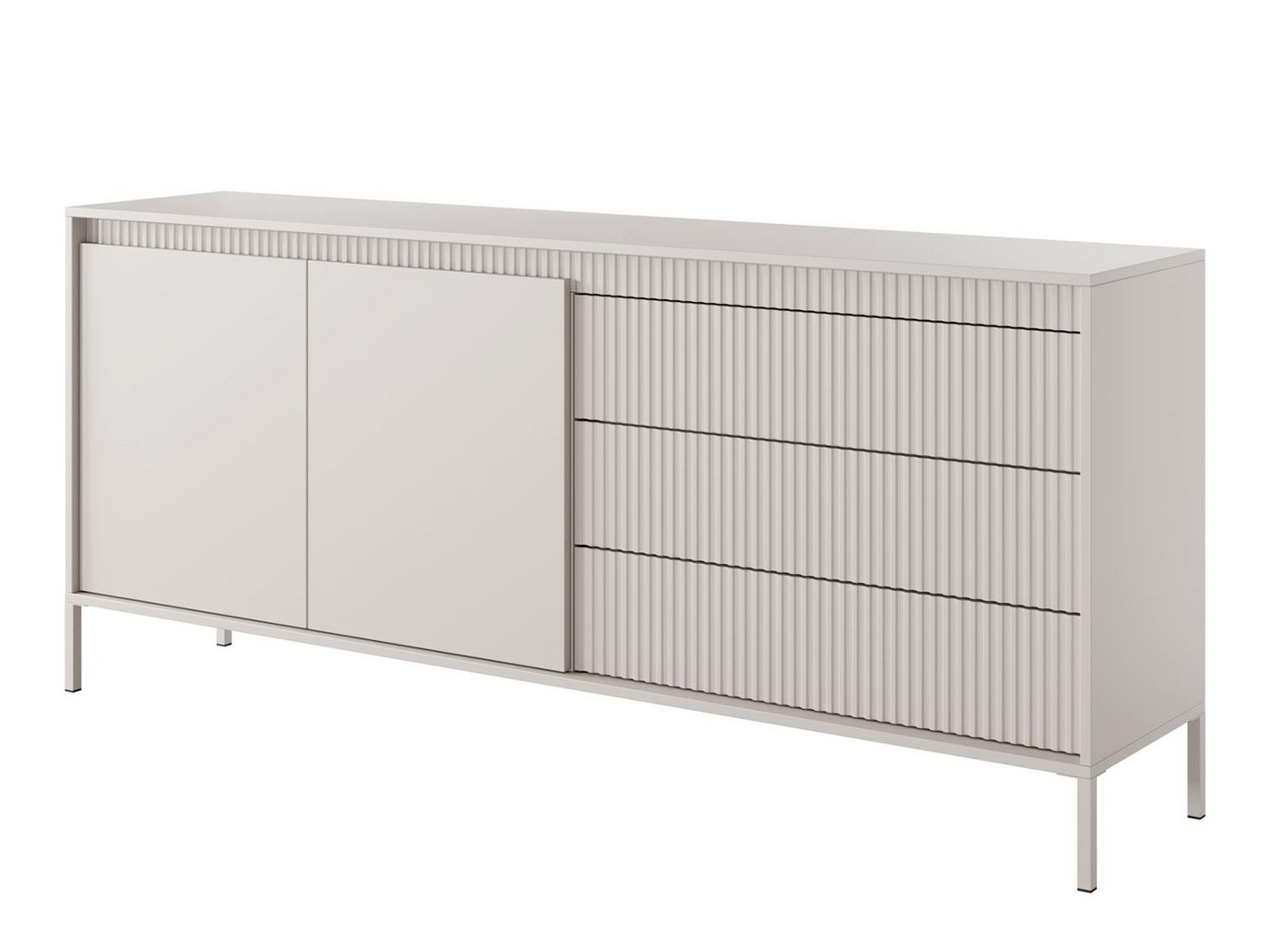 Compleo Schubkastenkommode 187 cm, gerillte Front, Push-to-open, große Kapazität, 3 Schubladen, Praktische Aufbewahrung mit Push-to-open Funktion für modernes W – Bild 3 von 5