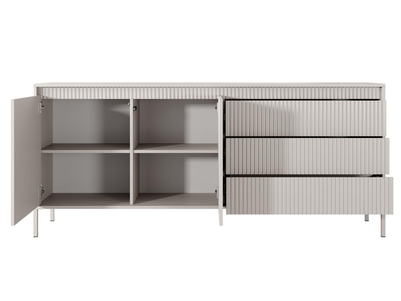Compleo Schubkastenkommode 187 cm, gerillte Front, Push-to-open, große Kapazität, 3 Schubladen, Praktische Aufbewahrung mit Push-to-open Funktion für modernes W – Bild 4 von 5