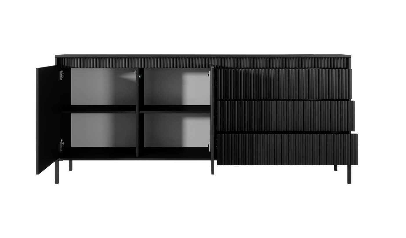 Compleo Schubkastenkommode 187 cm, gerillte Front, Push-to-open, große Kapazität, 3 Schubladen, Praktische Aufbewahrung mit Push-to-open Funktion für modernes W – Bild 3 von 5