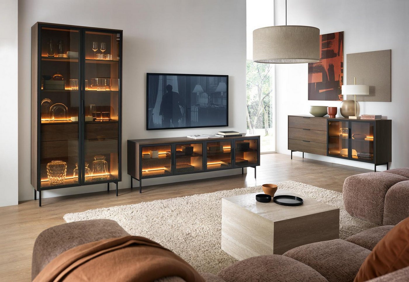Compleo Schubkastenkommode modern und elegant MARBELA, Kommode mit drei Schubladen, mit Glasfront – Bild 3 von 5