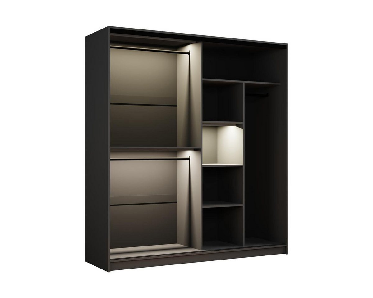Compleo Schwebetürenschrank modern, Elegant Garderobe, Getöntes Glas LED-Beleuchtung – Bild 3 von 5