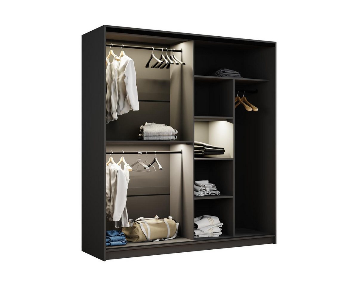 Compleo Schwebetürenschrank modern, Elegant Garderobe, Getöntes Glas LED-Beleuchtung – Bild 4 von 5