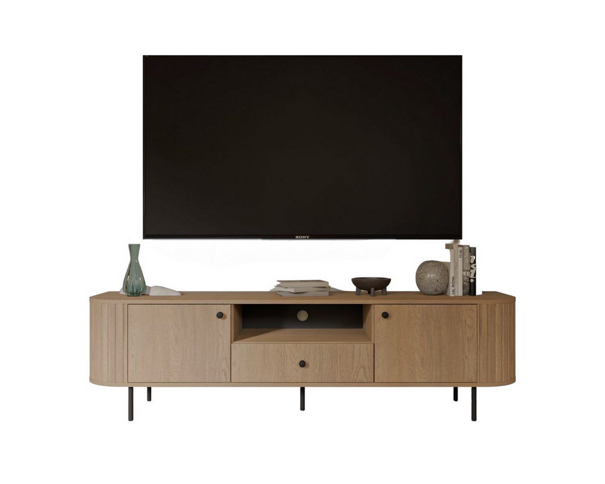 Compleo TV-Schrank 180 cm breit Eiche cremona, Elegant design, Natural, Lowboard – Bild 2 von 5