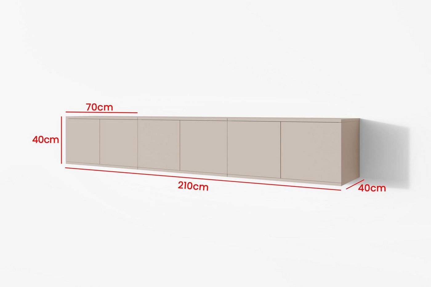 Compleo TV-Schrank 210 cm breit, TV-Lowboard kaschmir, klassisches Design – Bild 3 von 4
