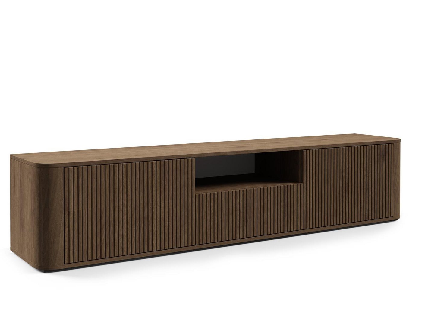 Compleo TV-Schrank japandi, elegantes Lowboard Wohnzimmer, Fernsehtisch 200 cm hängendes TV-Board mit Lamellen – Bild 3 von 5