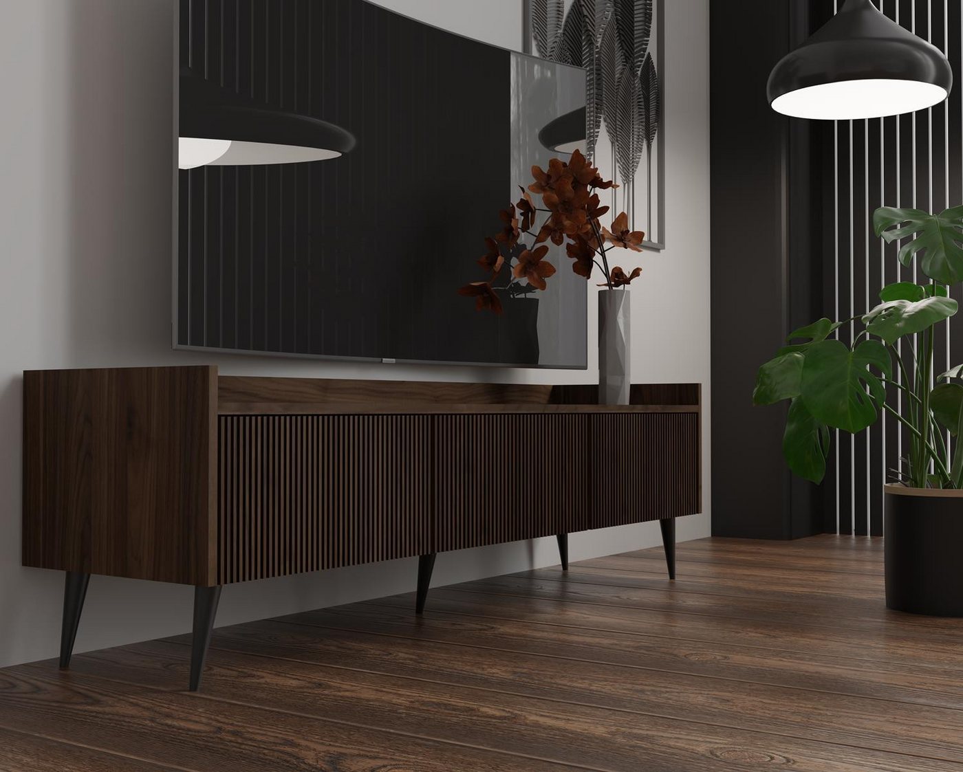 Compleo TV-Schrank klein, Breite: 121 cm, Japandi design, TV-Kommode modern – Bild 3 von 3