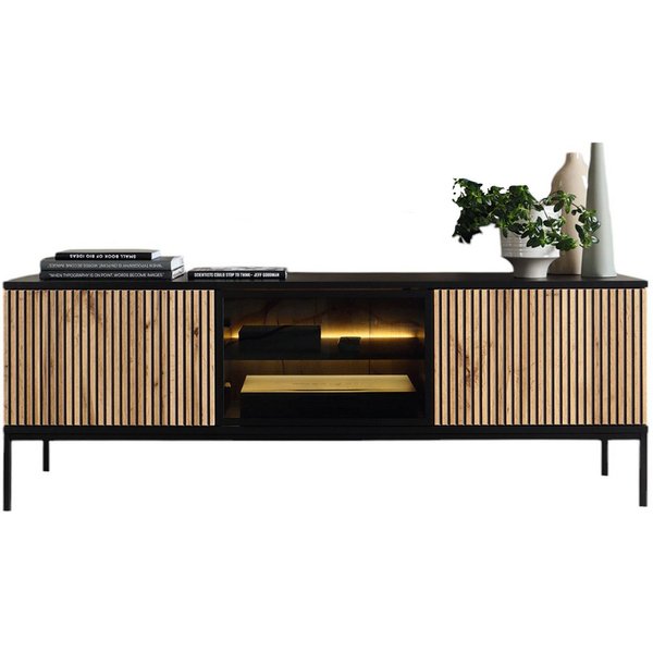 Compleo TV-Schrank LINO, TV Tisch gerifflete Front, Fernsehschrank Modern Wohnzimmer