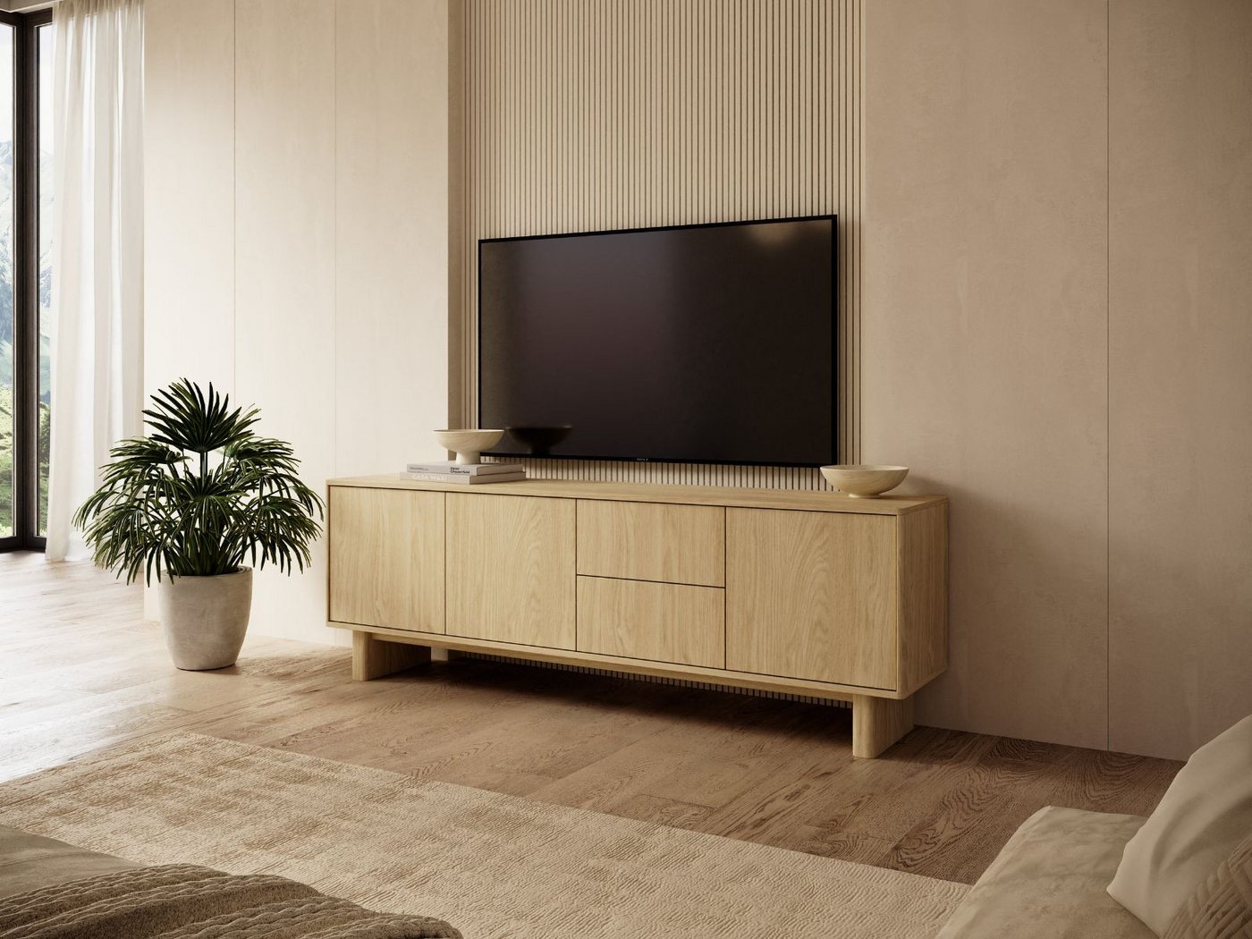 Compleo TV-Schrank mit 2 Schubladen, Lowboard elegant mit 3 Türen VELINO – Bild 2 von 5