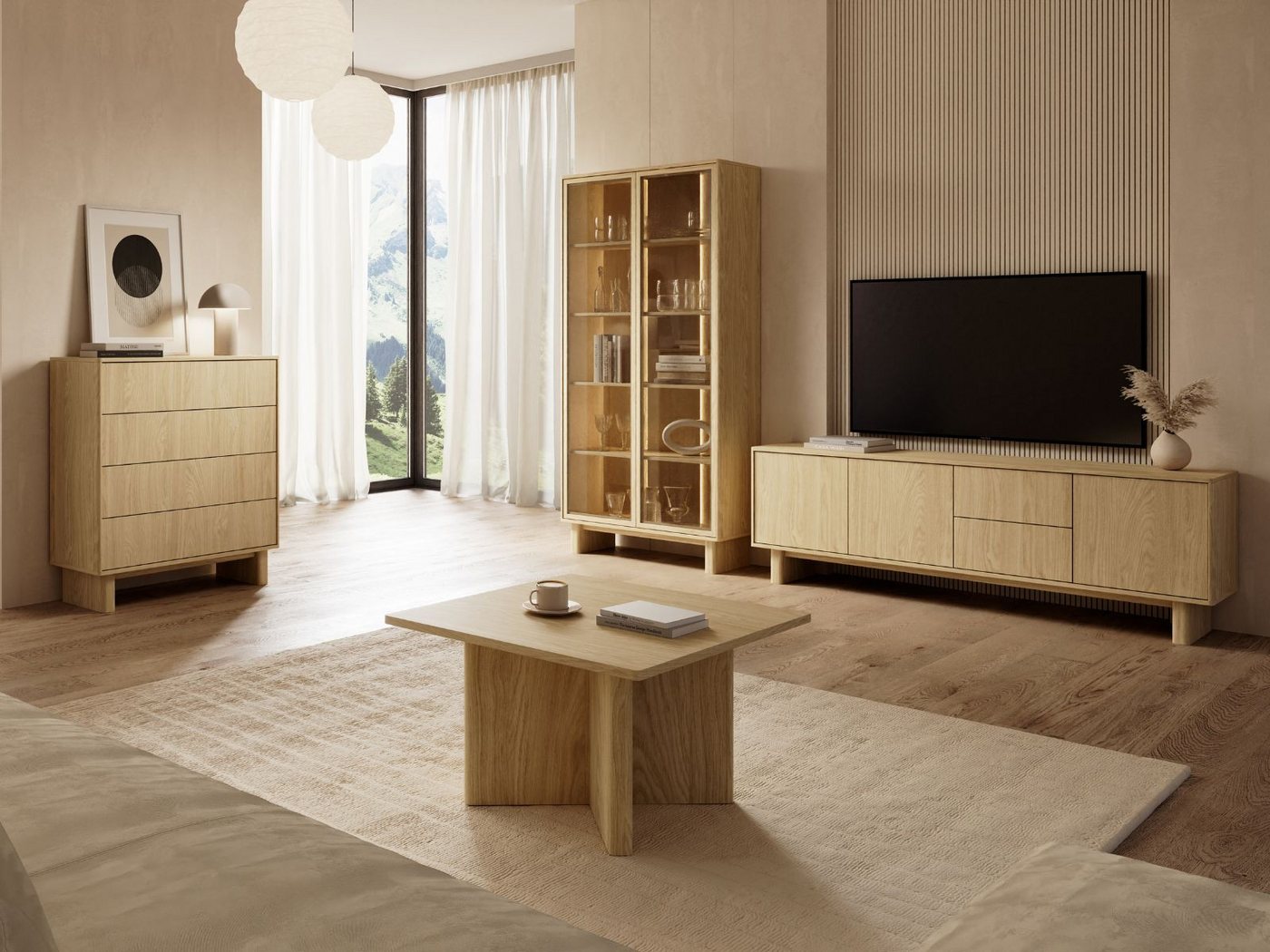 Compleo TV-Schrank mit 2 Schubladen, Lowboard elegant mit 3 Türen VELINO – Bild 3 von 5