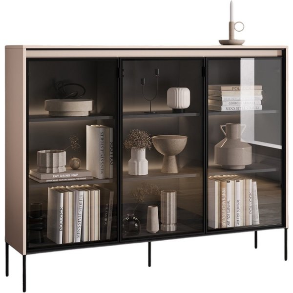 Compleo Vitrine FLORE Moderne Standvitrine mit gehärtetem Glas