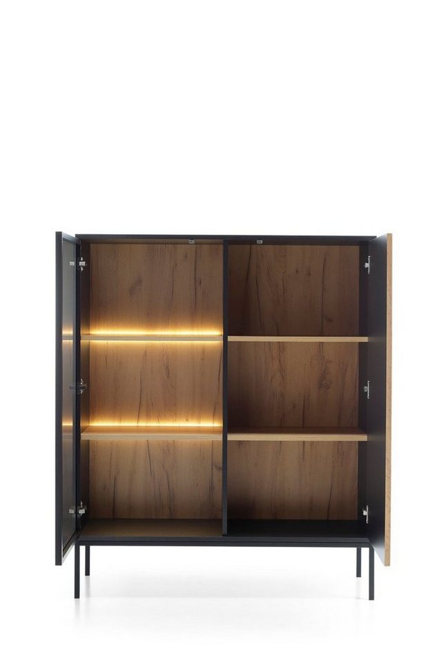 Compleo Vitrine LINO mit gerifflete Front, Loft stil, 2 Türen – Bild 4 von 5
