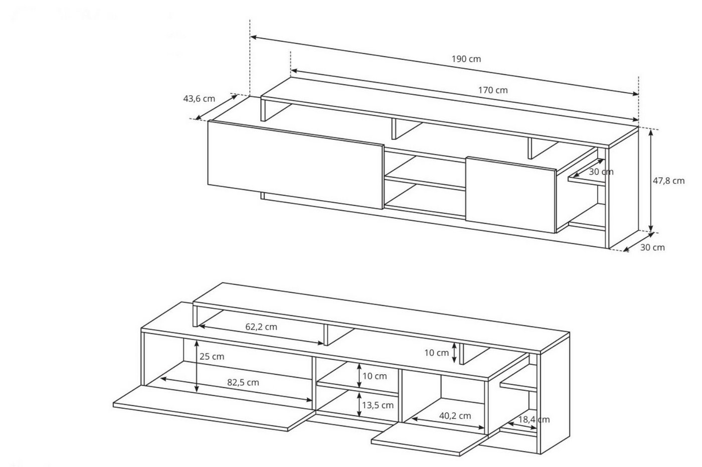 Compleo Wohnwand (TV-Lowboard, 2x Schrank hängend, Hängendes Regal) MONIAS, Praktisch und Zeitlos – Bild 5 von 5