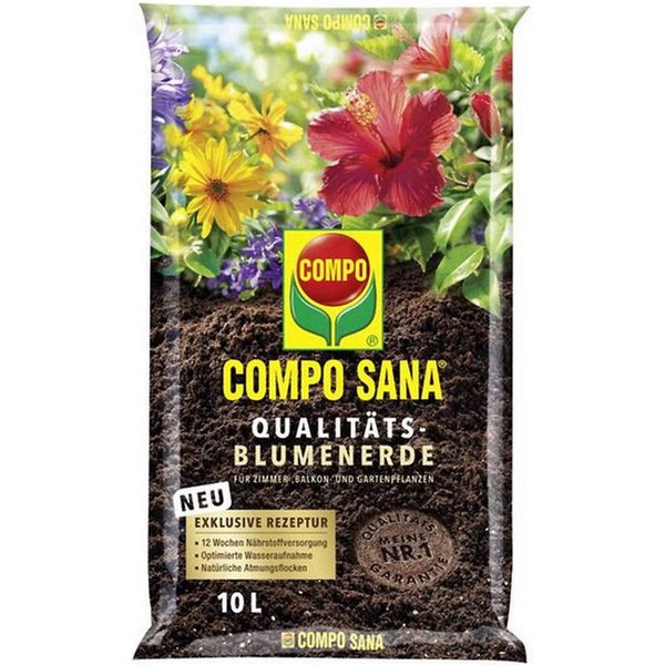 Compo Blumenerde 8111311, (Einzeln, im 10 Liter Sack), Sofort- und Langzeitdüngung bis zu 12 Wochen