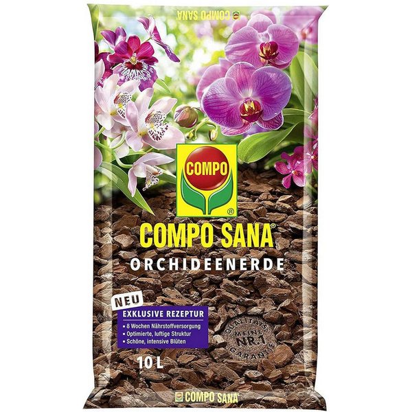 Compo Blumenerde Orchideenerde, (Packung, 10 l Orchideenerde im Sack), Orchideen,Startdüngung,nachhaltig,recycelt