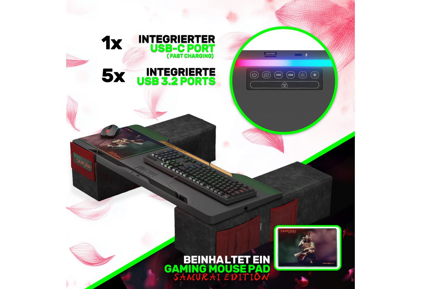 COUCHMASTER Computertisch Couchmaster CYCON³ Samurai Edition - Ergonomisches Gaming Lapdesk (1 Samurai Design Lapoard, 2 Kissen) – Bild 4 von 5