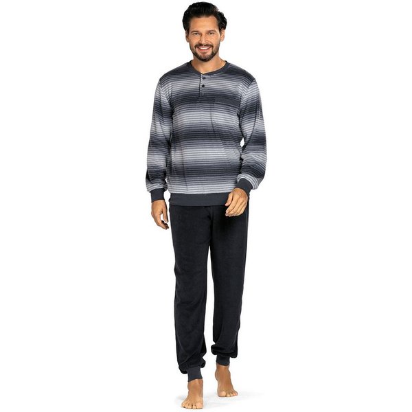 Comte Schlafanzug Gentle Frost (Set, 2 tlg., 2-teilig) Herren Pyjama lang Langarm Frottee geknöpft auch große Größen