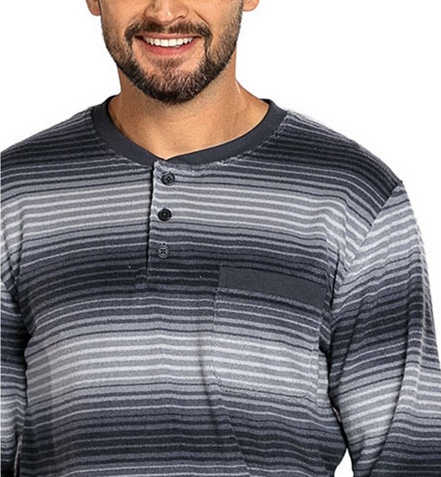 Comte Schlafanzug Gentle Frost (Set, 2 tlg., 2-teilig) Herren Pyjama lang Langarm Frottee geknöpft auch große Größen – Bild 2 von 3