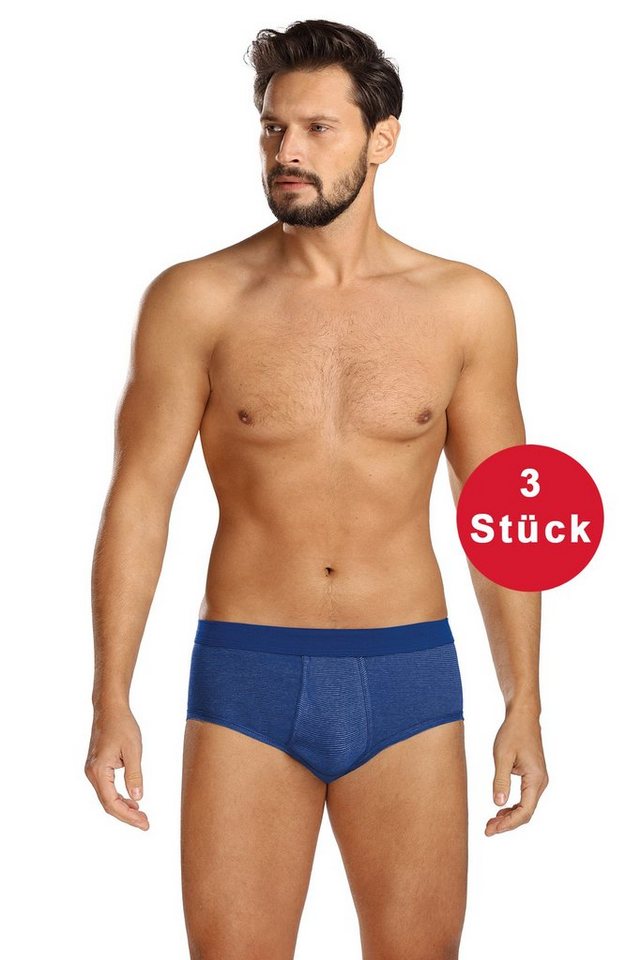 Comte Slip (Set, 3-St., 3er-Pack) Herren Slips Sportslips 3er-Pack mit Eingriff Feinripp Ringel – Bild 2 von 3