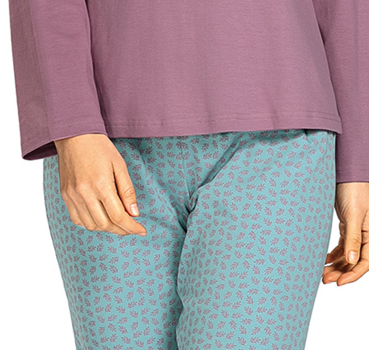 comtessa Schlafanzug Lovely Dreams (Set, 2 tlg., 2-teilig) Damen Pyjama lang Baumwolle Langarm Interlock geknöpft große Größen – Bild 3 von 3