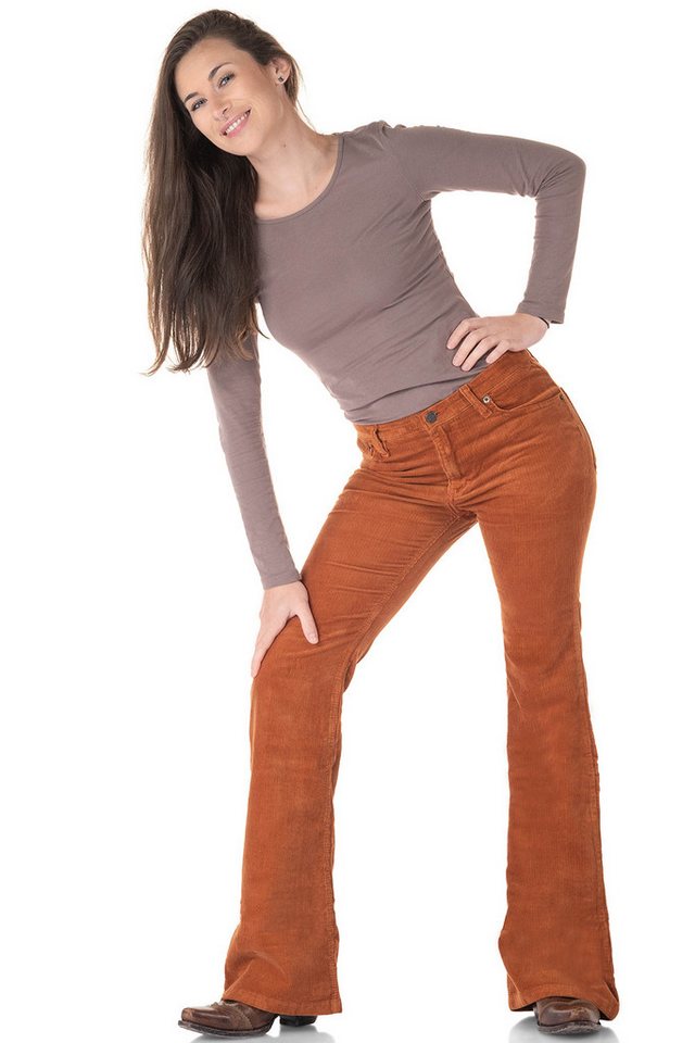 Comycom Cordhose Damen Bootcut mittelbraun – Bild 3 von 5