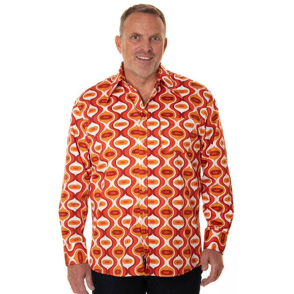 Comycom Langarmhemd Herren 70er DROPS orange