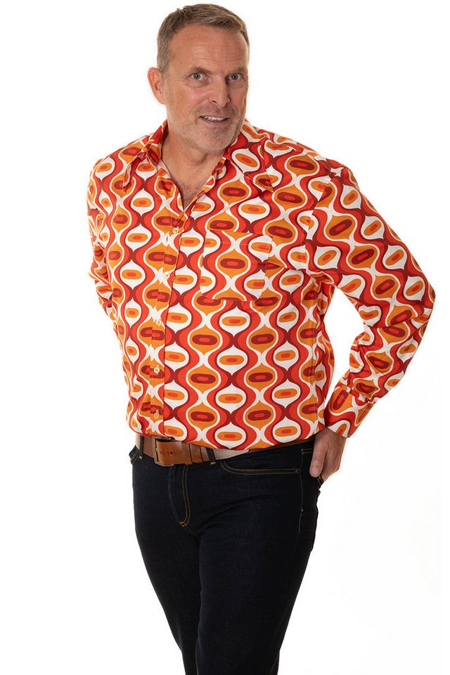 Comycom Langarmhemd Herren 70er DROPS orange – Bild 5 von 5