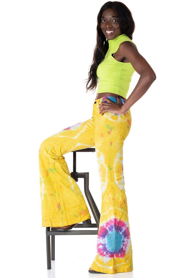 Comycom Schlaghose Damen Batik gelb bunt – Bild 3 von 5
