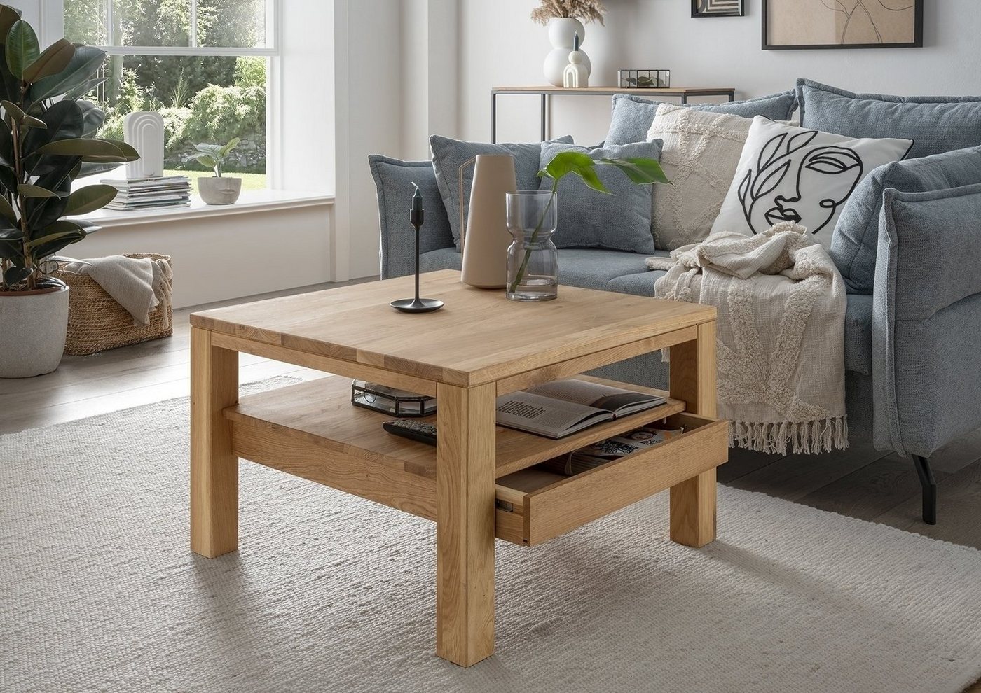 Concept GmbH Couchtisch in Eiche, Gestell Eiche - 70x48x70cm (BxHxT) – Bild 2 von 3