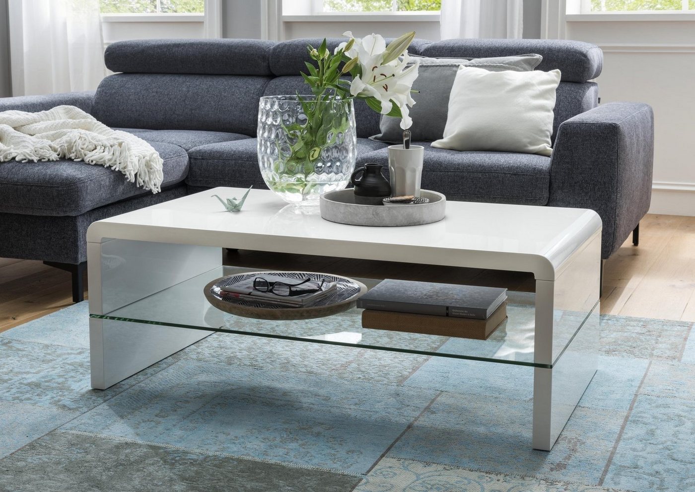 Concept GmbH Couchtisch in Weiß, MDF - 110x42x60cm (BxHxT) – Bild 2 von 2
