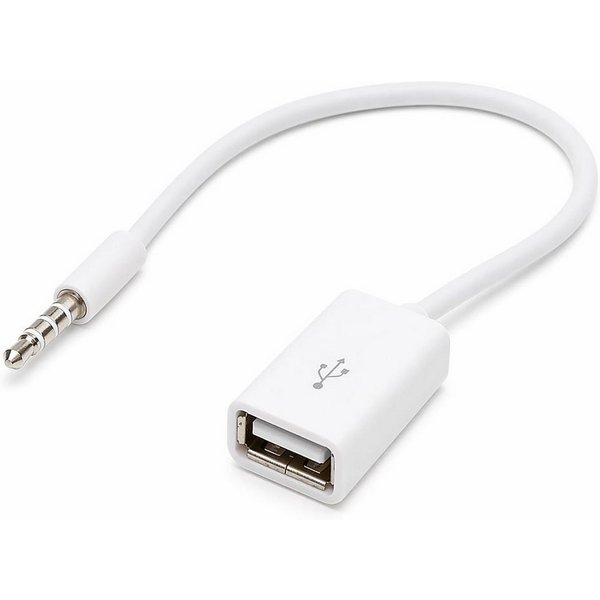 conecto 10 cm Aux-In-Kabel 3,5-mm-Klinke-Stecker auf USB 2.0-Buchse Typ A weiß USB-Kabel
