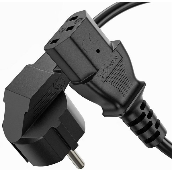 conecto conecto Strom-Kabel, Schutzkontakt-Stecker 90° auf C13 IEC-Buchse Stromkabel, (100 cm)