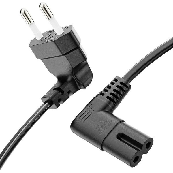 conecto conecto Strom-Kabel, Euro-Stecker 90° auf C7 IEC-Buchse 90°, Euro-Ne Stromkabel, (100 cm)