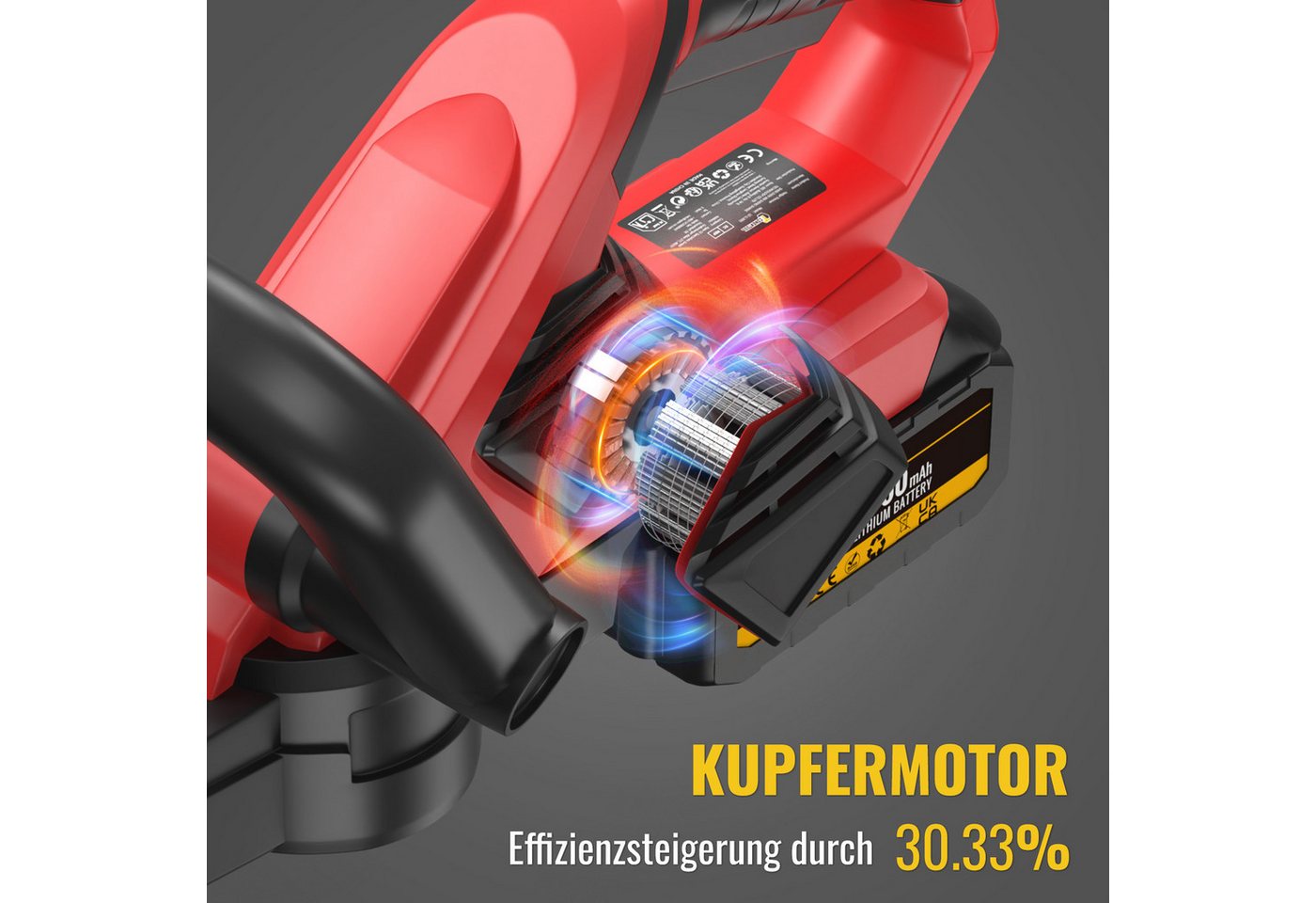 CONENTOOL Akku-Heckenschere 21V mit 2×4,0Ah Akku, 56cm Schnittlänge, (Set, 15mm Schnittstärke), 1000W Kupfermotor, Rostfreie Klinge, Elektrische Heckenschere – Bild 2 von 5