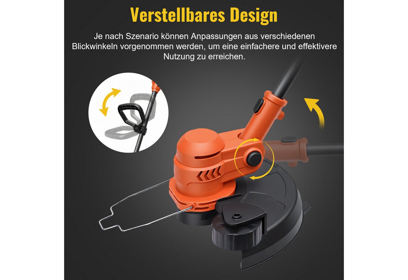 CONENTOOL Akku-Rasentrimmer 30cm Arbeitsbreite, 2-in-1 Kanten-Trimmfunktion, 21V 2×4,0Ah Akku, 30 cm Arbeitsbreite Faden, (inkl. 5 Fadenspulen), LED-Anzeige & H – Bild 4 von 5