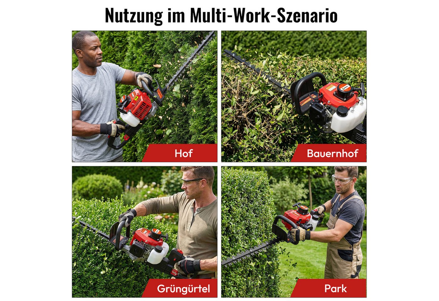 CONENTOOL Benzin-Heckenschere 60 cm Schnittlänge, 22,5 ccm, SK5-Stahl, Vibrationsdämpfung, für Hecken & Sträucher – Bild 3 von 5