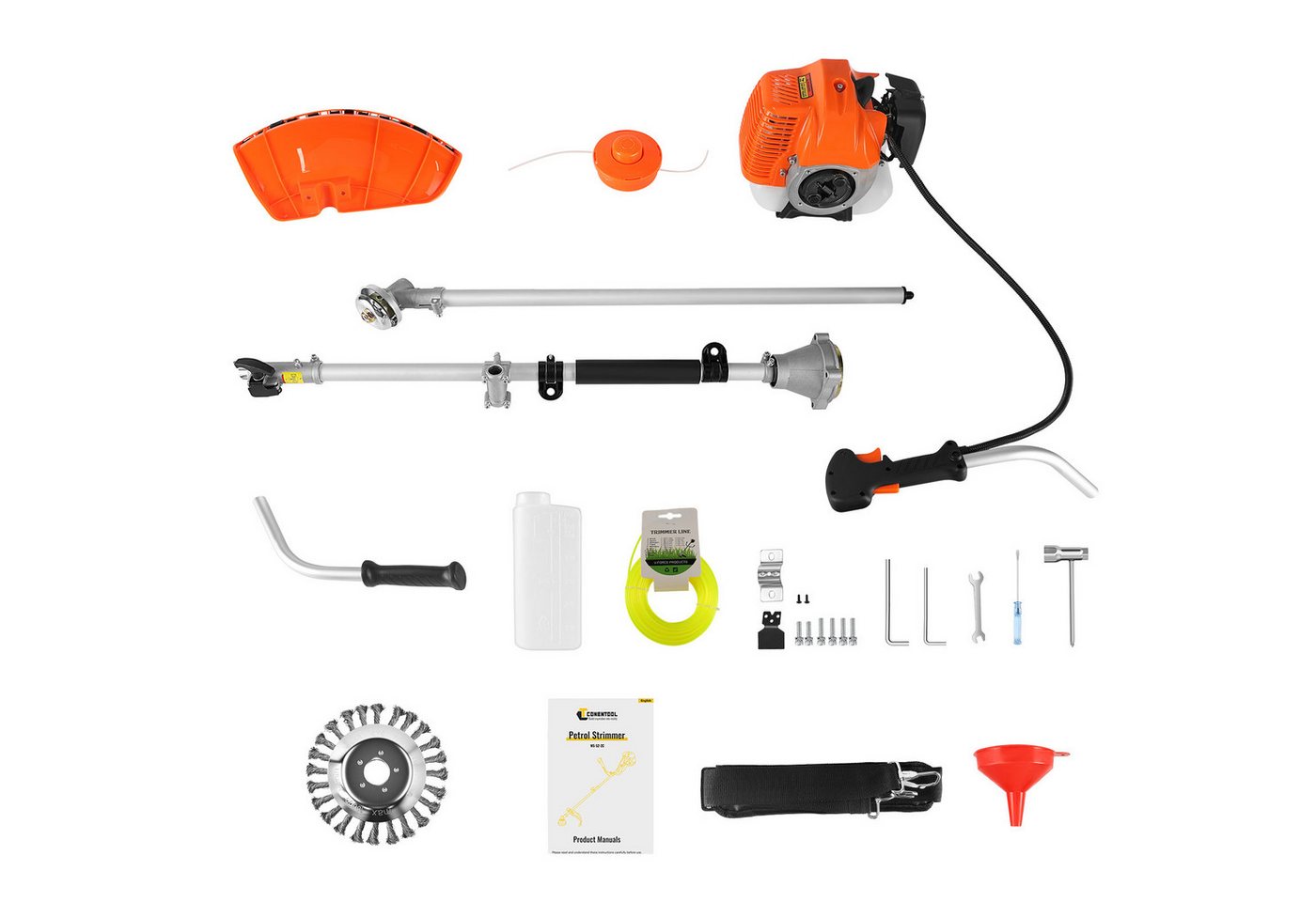 CONENTOOL Benzin-Motorsense Multifunktions Rasentrimmer mit austauschbaren Aufsätzen, 35 cm Arbeitsbreite Faden, 2-in-1 Rasentrimmer mit austauschbarem Fadenkop – Bild 2 von 5