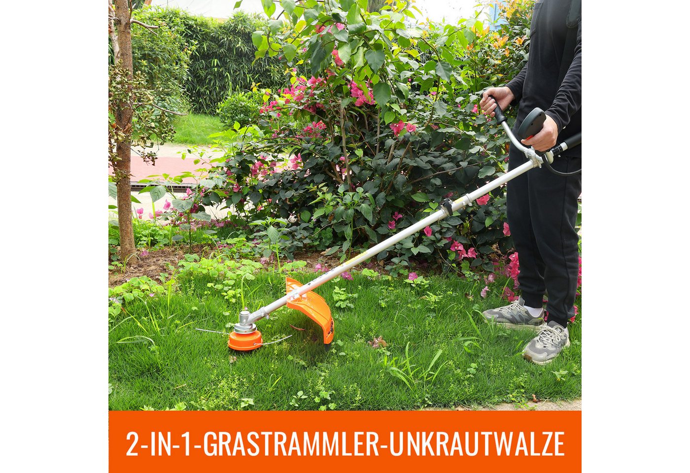 CONENTOOL Benzin-Motorsense Multifunktions Rasentrimmer mit austauschbaren Aufsätzen, 35 cm Arbeitsbreite Faden, 2-in-1 Rasentrimmer mit austauschbarem Fadenkop – Bild 3 von 5