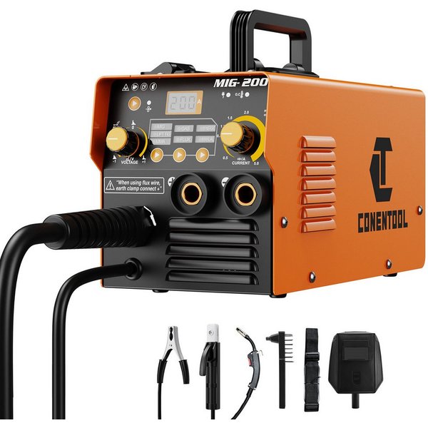 CONENTOOL Inverterschweißgerät 3 IN 1 Schweißgerät MIG/MMA/TIG, 20 - 200 A, 6-tlg.