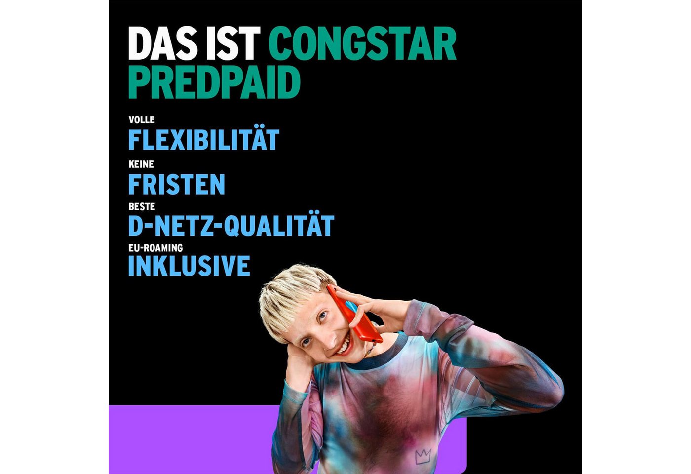 Congstar Prepaid wie ich will, SIM-Karte ohne Vertrag, LTE mit 25 Mbit/s Prepaidkarte, (Telefonie & SMS Flat, EU-Roaming inkl) – Bild 2 von 5