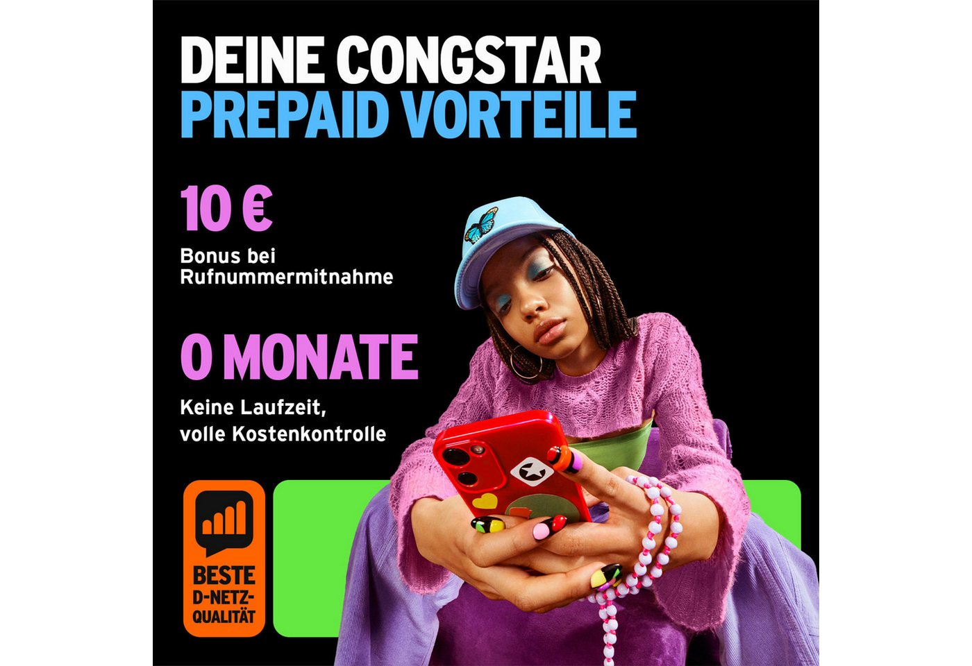 Congstar Prepaid wie ich will, SIM-Karte ohne Vertrag, LTE mit 25 Mbit/s Prepaidkarte, (Telefonie & SMS Flat, EU-Roaming inkl) – Bild 3 von 5