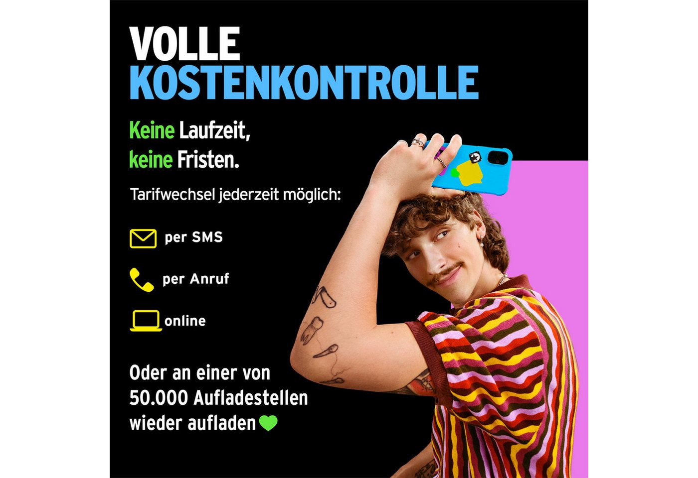 Congstar Prepaid wie ich will, SIM-Karte ohne Vertrag, LTE mit 25 Mbit/s Prepaidkarte, (Telefonie & SMS Flat, EU-Roaming inkl) – Bild 4 von 5