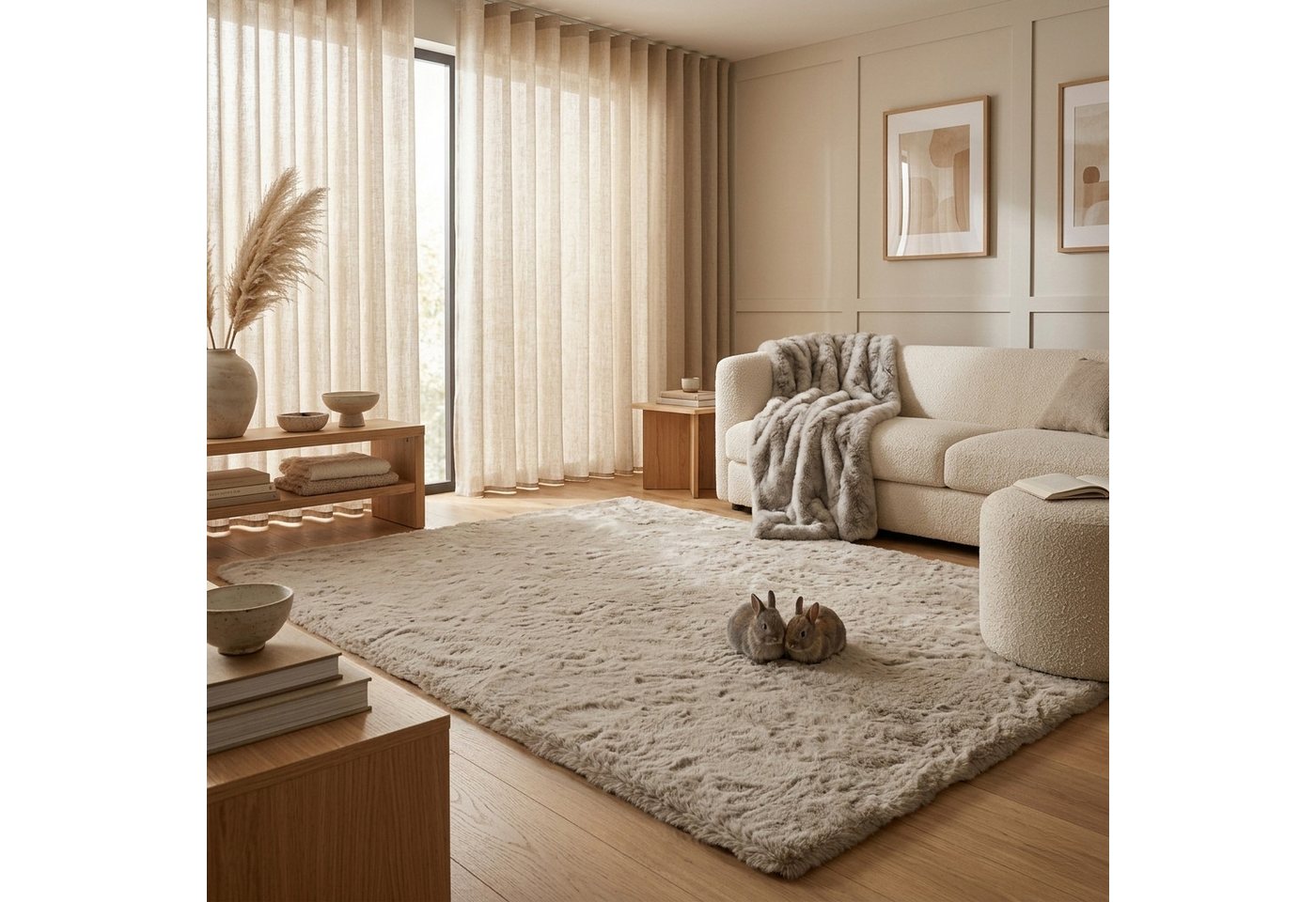 Consilio Concept Fellteppich Teppich Hasenfell Imitat CLOUD Fell Hochflor rechteckig Höhe: 39 mm, Rechteckig – Bild 3 von 4