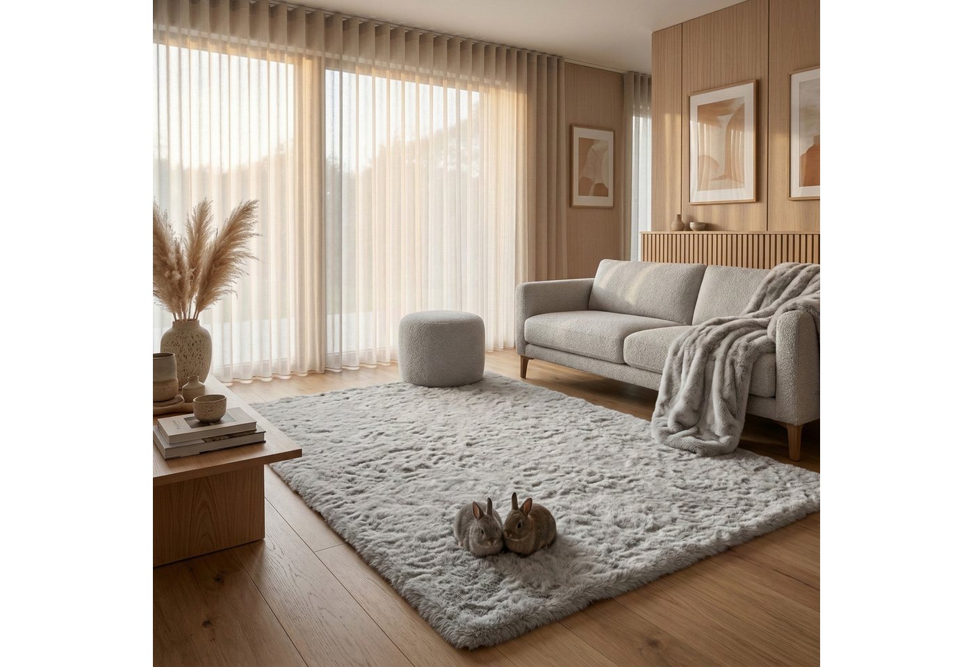Consilio Concept Fellteppich Teppich Hasenfell Imitat CLOUD Fell Hochflor rechteckig Höhe: 39 mm, Rechteckig – Bild 3 von 5