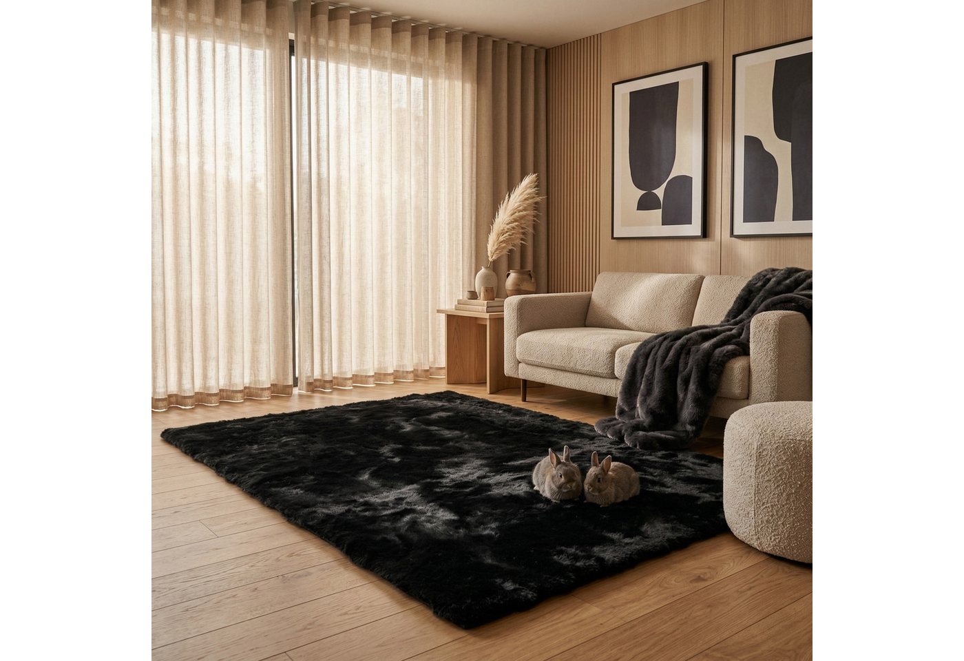 Consilio Concept Fellteppich Teppich Hasenfell Imitat CLOUD Fell Hochflor rechteckig Höhe: 39 mm, Rechteckig – Bild 3 von 5