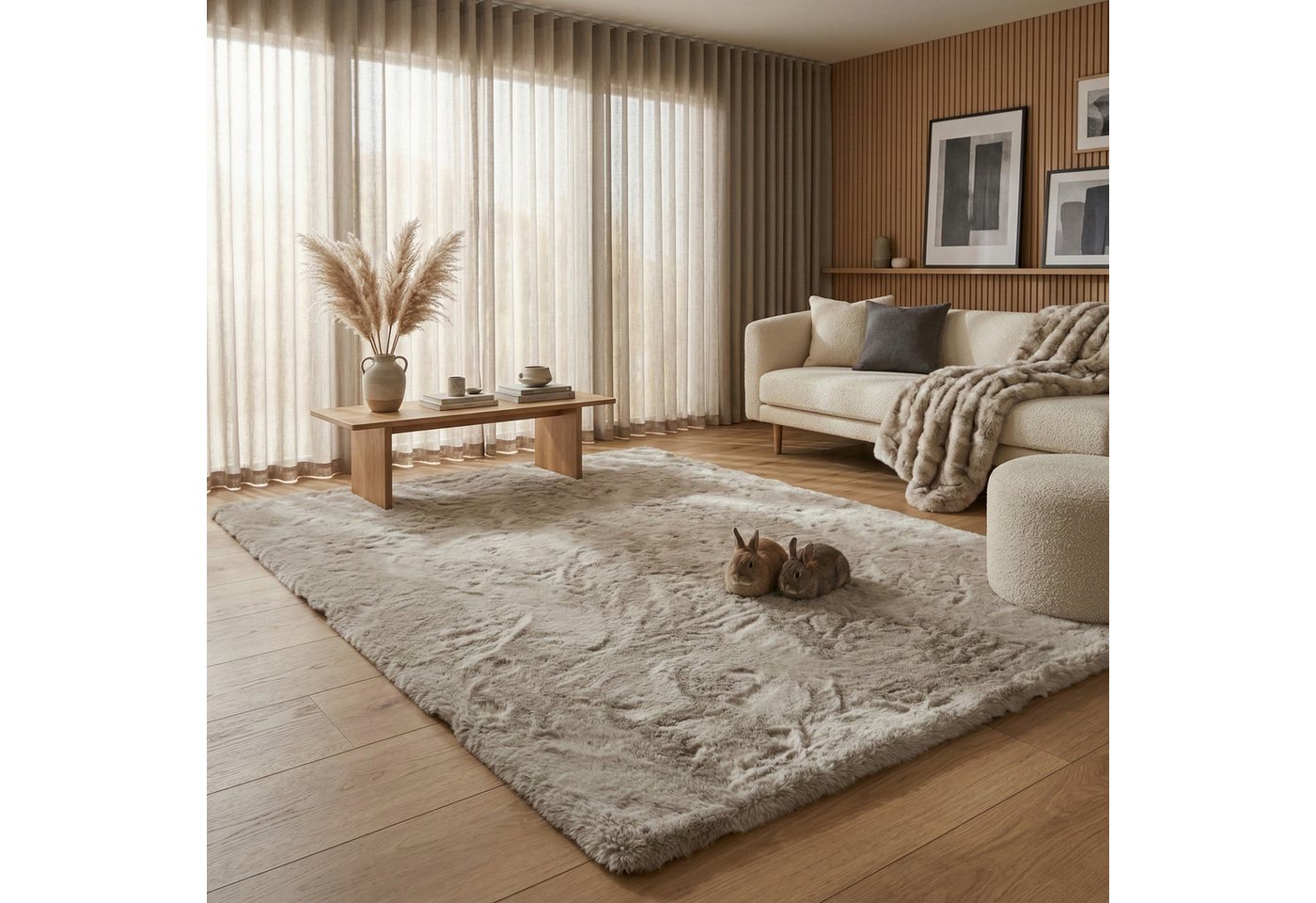Consilio Concept Fellteppich Teppich Hasenfell Imitat CLOUD Fell Hochflor rechteckig Höhe: 39 mm, Rechteckig – Bild 3 von 4
