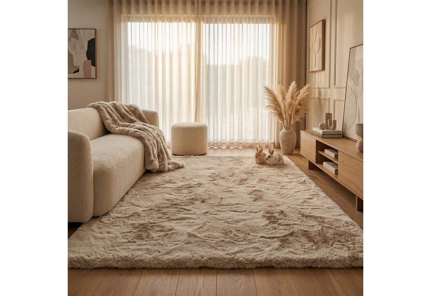 Consilio Concept Fellteppich Teppich Hasenfell Imitat CLOUD Fell Hochflor rechteckig Höhe: 39 mm, Rechteckig – Bild 3 von 5
