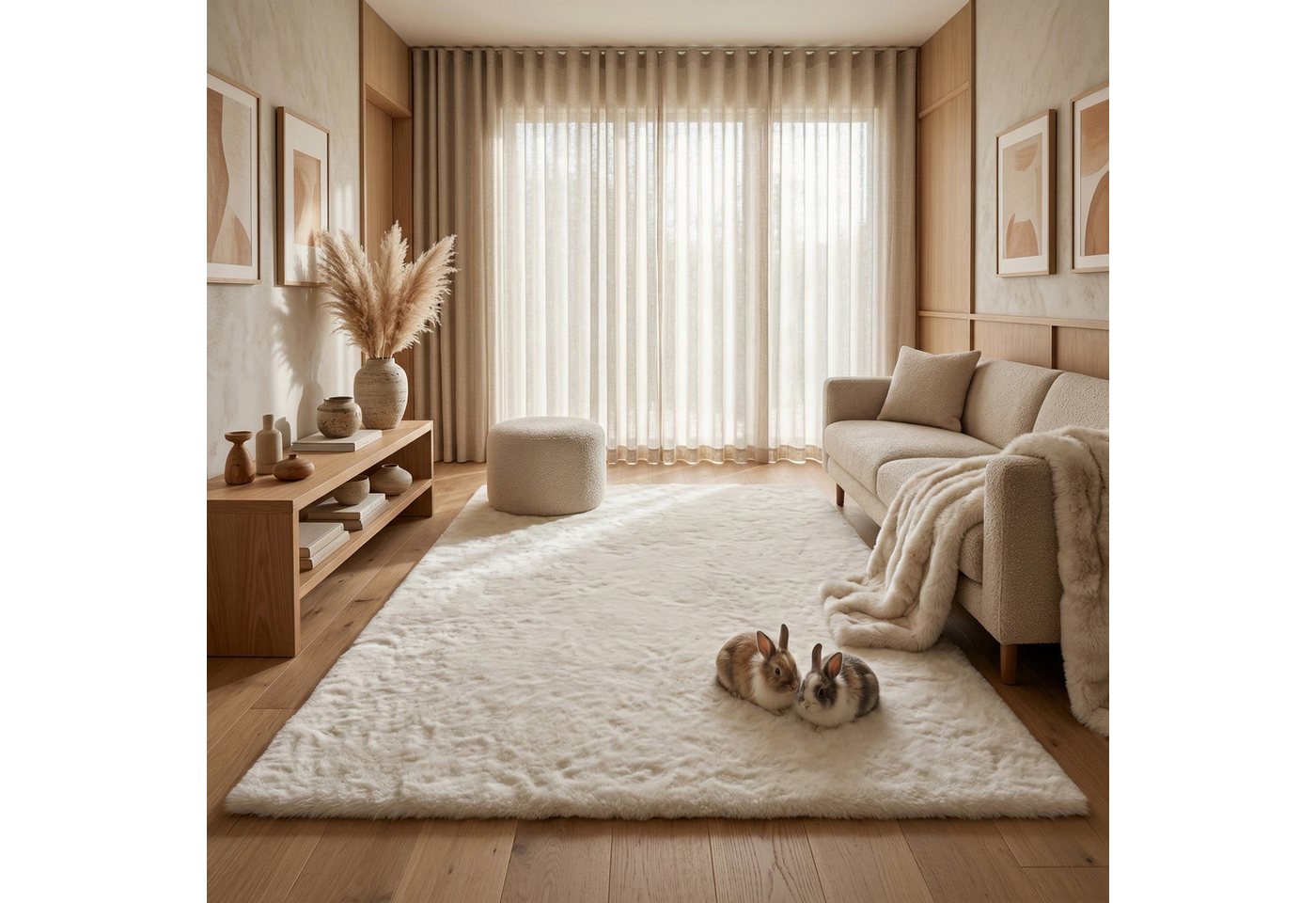 Consilio Concept Fellteppich Teppich Hasenfell Imitat CLOUD Fell Hochflor rechteckig Höhe: 39 mm, Rechteckig – Bild 3 von 5