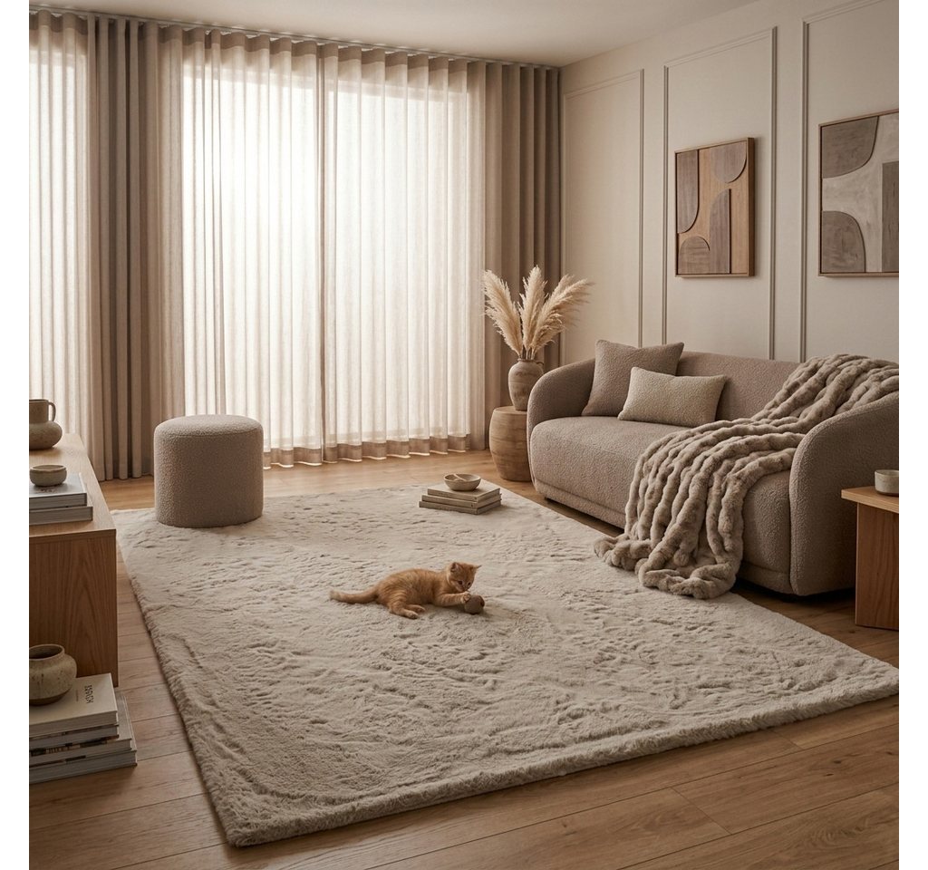 Consilio Concept Fellteppich Teppich Hasenfell Imitat COZY Fell Hochflor rechteckig Höhe: 22 mm – Bild 3 von 4