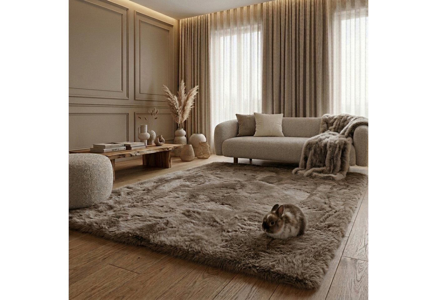 Consilio Concept Fellteppich Teppich Hasenfell Imitat HEAVEN Fell Hochflor rechteckig Höhe: 50 mm – Bild 3 von 5
