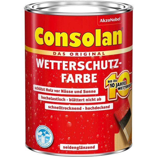 Consolan Wetterschutzfarbe Schiefer / 22409, Wetterfest, Wasserabweisend, Farbtonbeständig